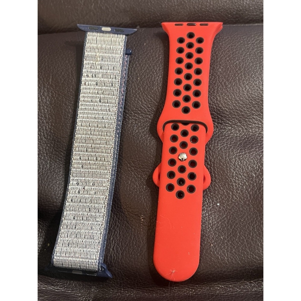 Nylon Blue Loop Band for Apple Watch (49/45/44mm) & red/black Silicone‎ Band